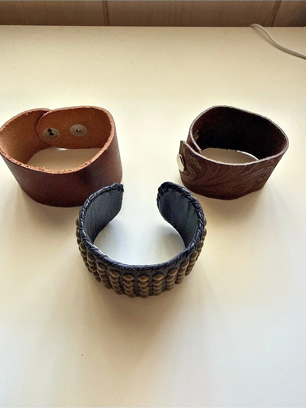 Leather Bracelet Set Brown & Black
